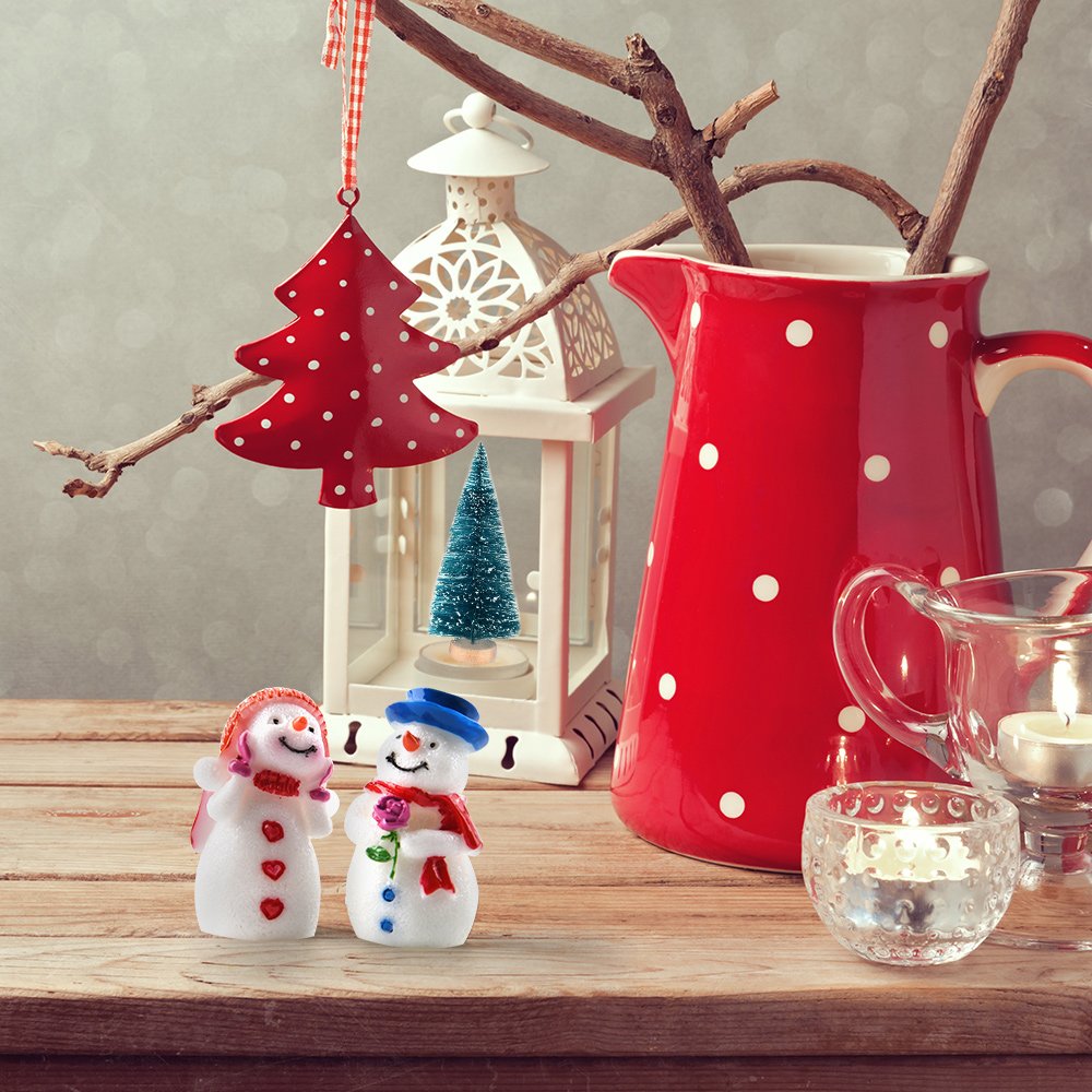 KUUQA Mini Christmas Trees Bottle Brush Trees with Snowmen Reindeer, 31Pcs Christmas Village Sets Village Accessories Ornaments